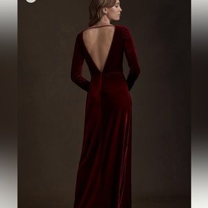 Dark Berry Long Sleeve Jenny Woo x Anthropology velvet dress. size 10. Wore once